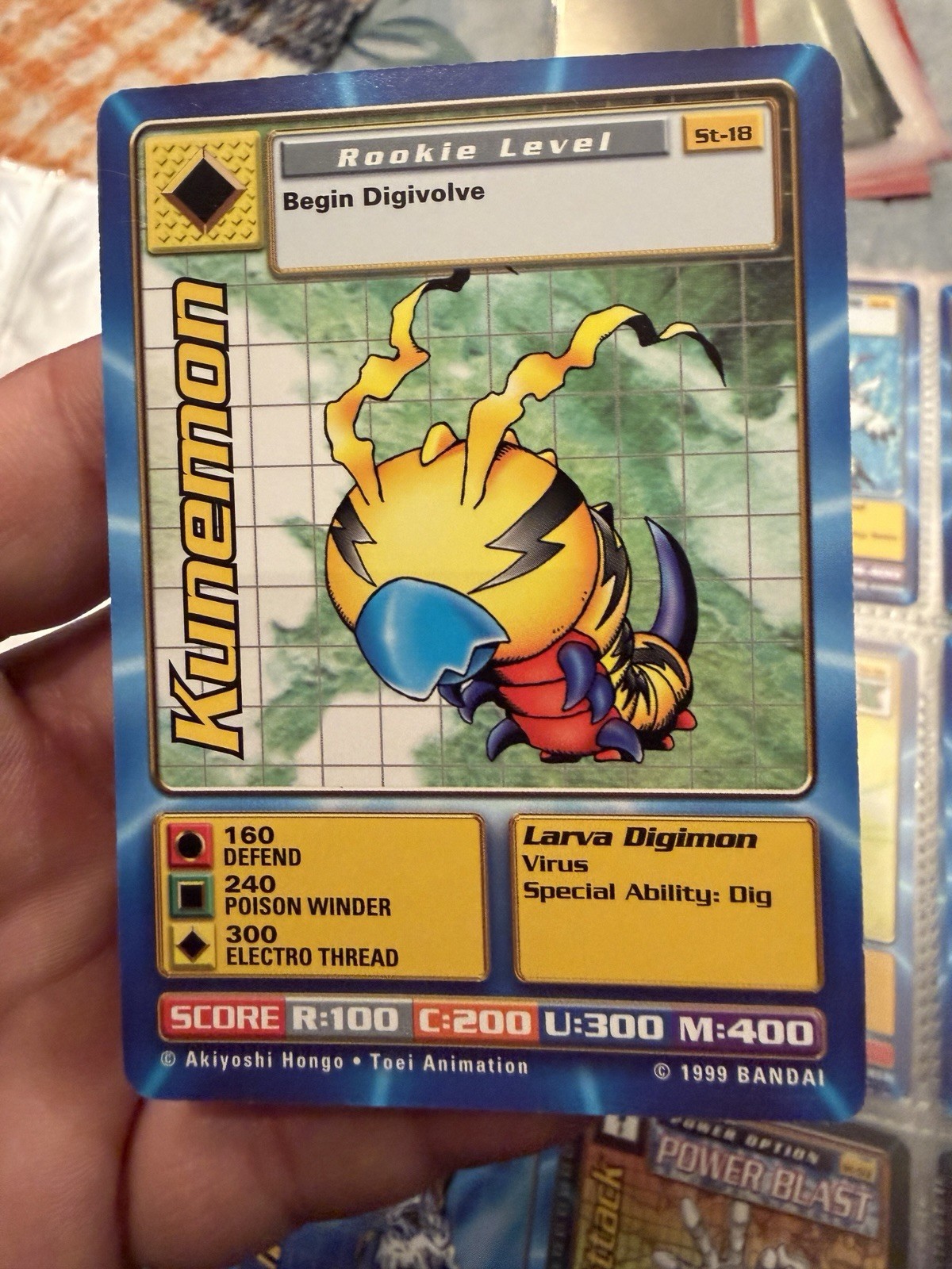 DIGIMON BANDAI KUNEMON CARD ROOKIE LEVEL St-18 1999 Light Play to NM