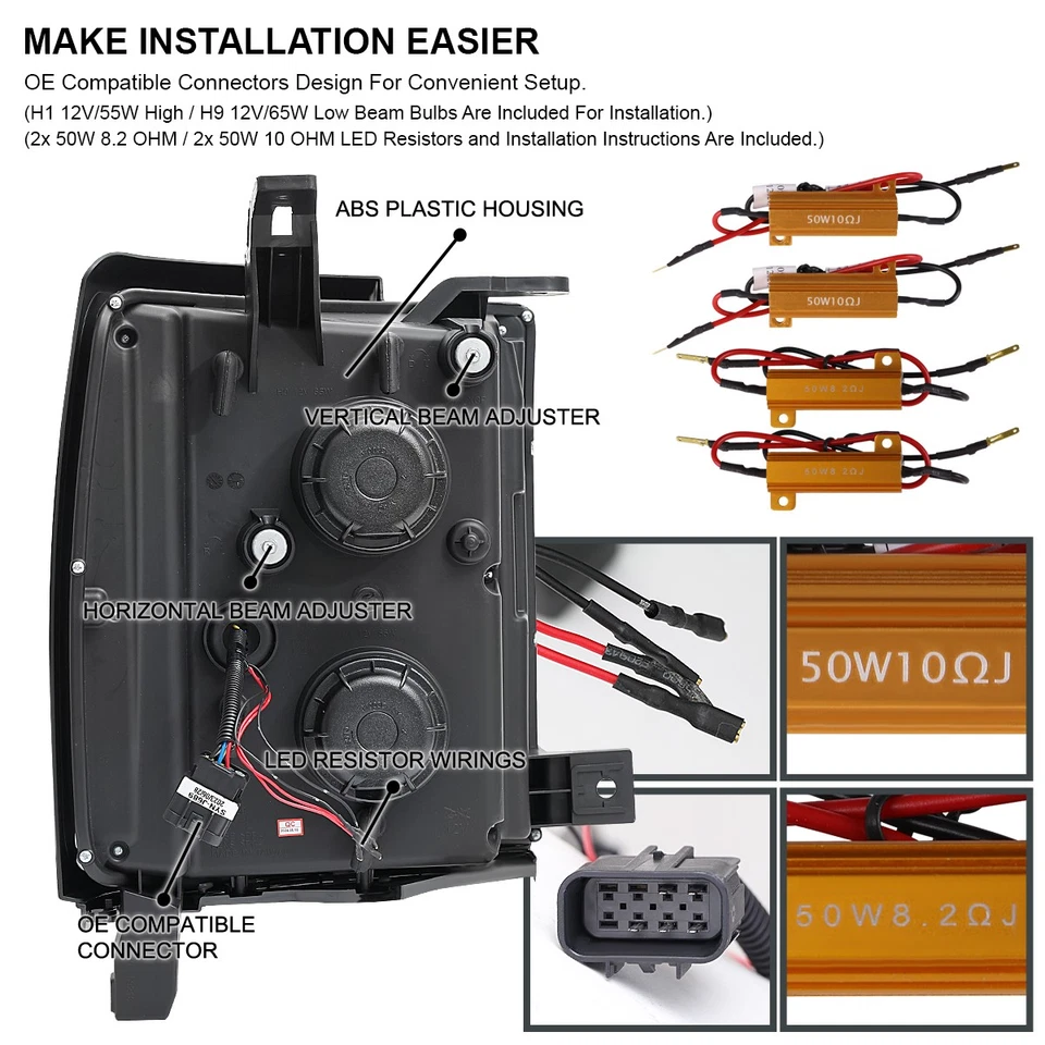 Fit 2015-2019 Silverado 2500HD 3500HD Sequential LED Signal Projector Headlights Foto 4 de 4