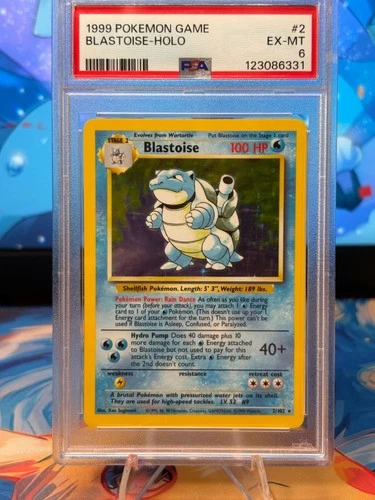 New Cert! PSA 6 Blastoise 002/102 Base Set Holo Pokemon Card