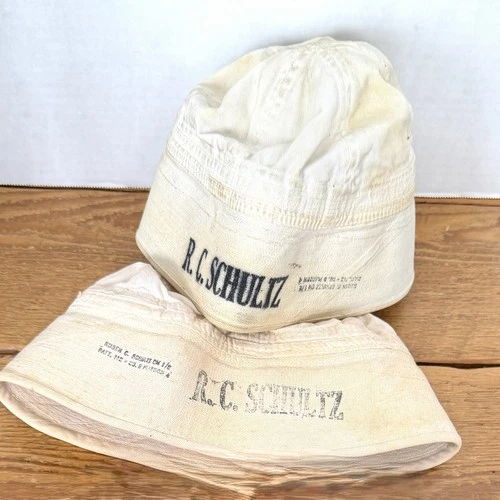 2 VTG WW2 Stencil Sailor USN Navy Dixie Named Grunge Military Bucket Hat Cap Men