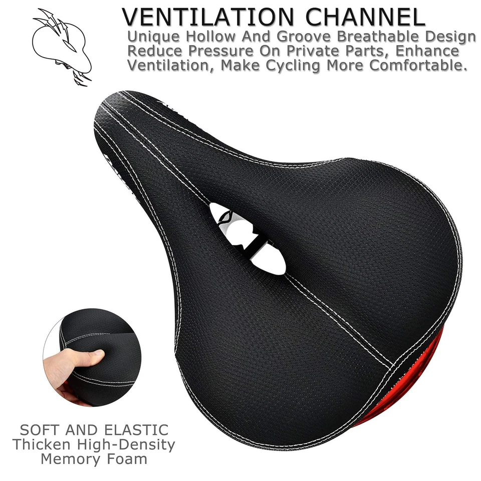 Asiento De Bicicleta Sillín De Bicicleta Ancho Cómodo Cojín Suave Para Ciclismo Foto 4 de 4