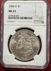 1884-O $1 Morgan Silver Dollar. NGC MS-63. Free Shipping