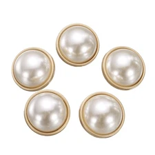5pcs Pearl Gold Metal Sewing Buttons 23mm Round Women Coat Buttons, #1
