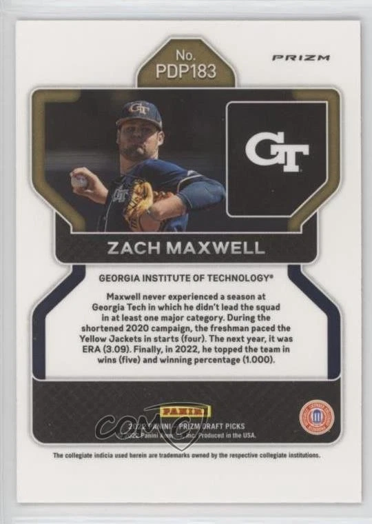 2022 Panini Prizm Draft Picks Neon Pink Velocity Prizm Zach Maxwell #PDP183 - Image 2 of 3