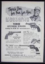 1951 H&R .22 Handgun Pistol model's 922 999 Harrington & Richardson vintage AD