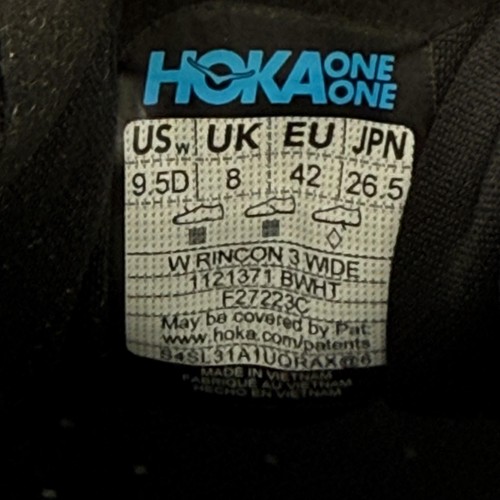 Hoka One One Rincon 3 Shoes Womens Size 9.5 Wide Black White Running Sneakers - Picture 8 of 10
