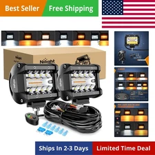 4Inch 60W LED Light Bar 2PCS 4Inch 60W Light Pods Amber Amber White 6 Modes