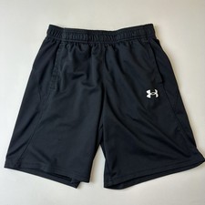 Under Armour Shorts Youth Large Black Loose Fit Athletic Basketball Gym Logo