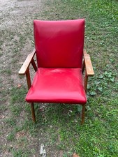 POLTRONA DI DESIGNE DEGLI ANNI 70 IN LEGNO E ECO PELLE