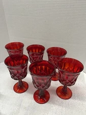 6 Noritake PERSPECTIVE Ruby Red Iced Tea, Water Glass Goblets 6-3/8" Cadmium Vtg