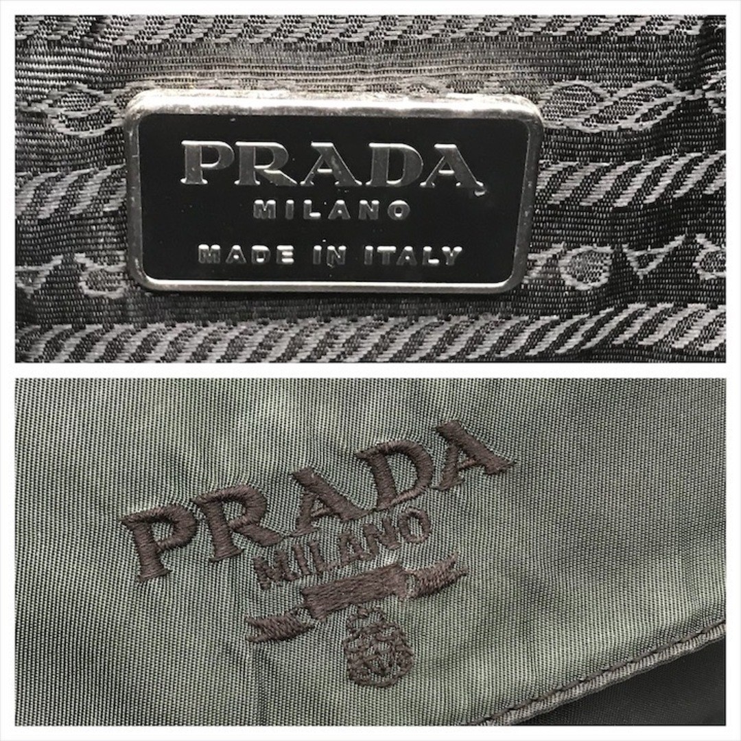 PRADA Nylon Tessuto Logo Embroidery Plaque Chain Shoulder Bag Green k3810 thumbnail 10