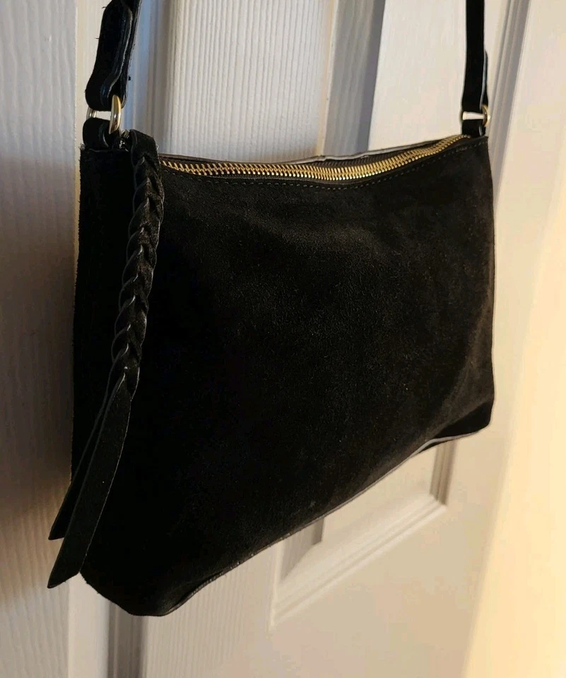 H&M Black Real Suede Crossbody Bag Handbag - Image 2 of 4
