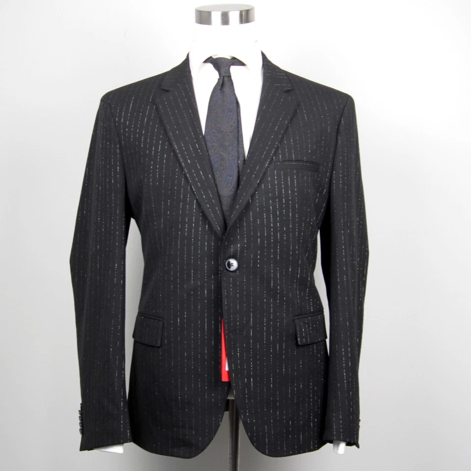 Hugo by Hugo Boss Mens 2-pc suit Modern-Fit Jacket Size 42R Stripe E091365 - Image 3 of 4