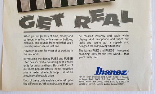 IBANEZ multi effects PUE5 magazine ad pin-up pull-out poster 1 page - Picture 4 of 8