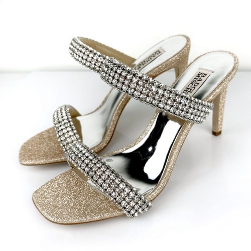 Badgley Mischka Damen-Sandalen Sade mit Schmucksteinen und Doppelbandabsatz goldfarben Größe 8 - Bild 5 von 10