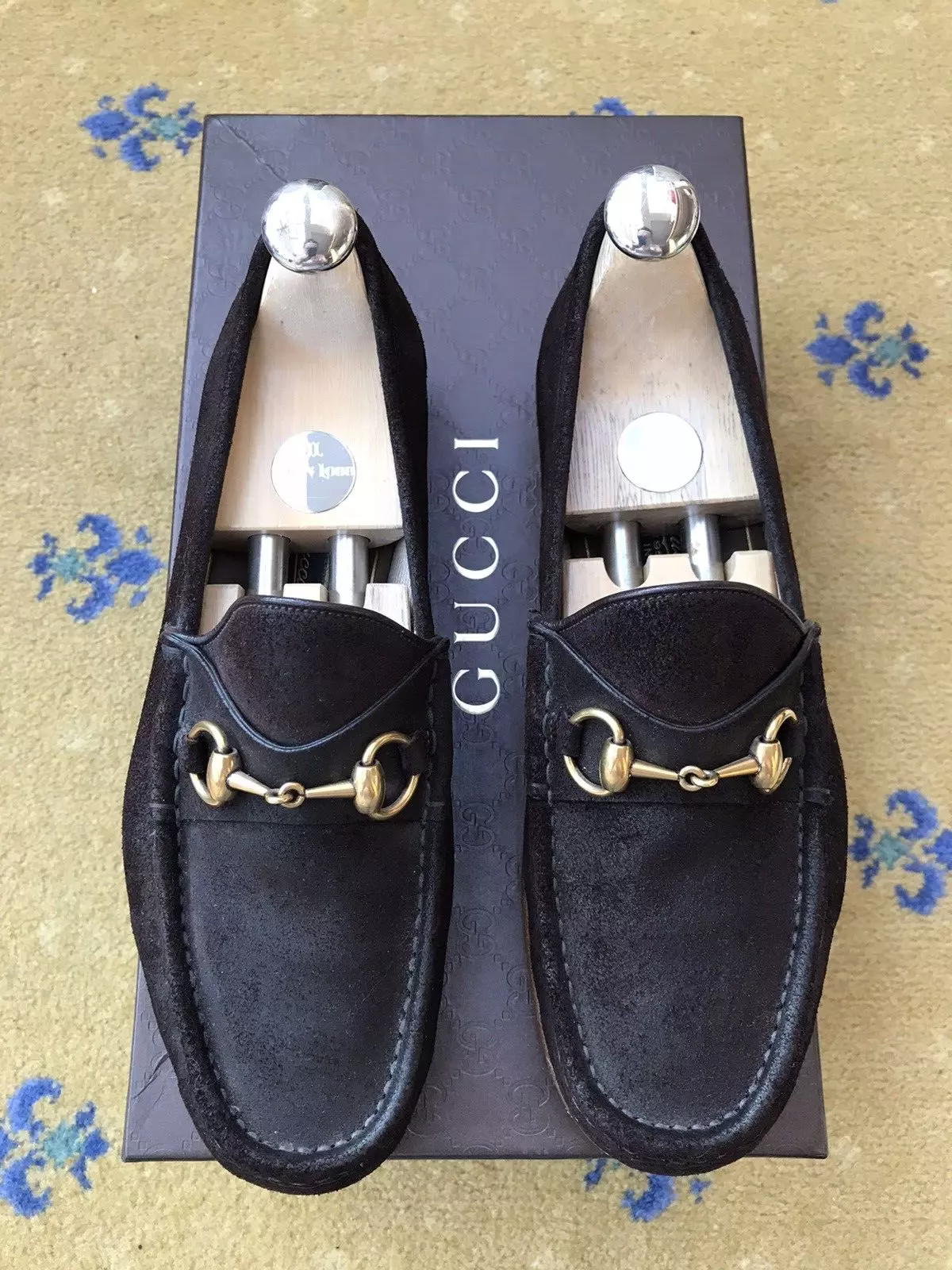 Mocassins Gucci chaussures daim marron 1953 boucle Horsebit homme US 8 UK 7,5 EU 41,5