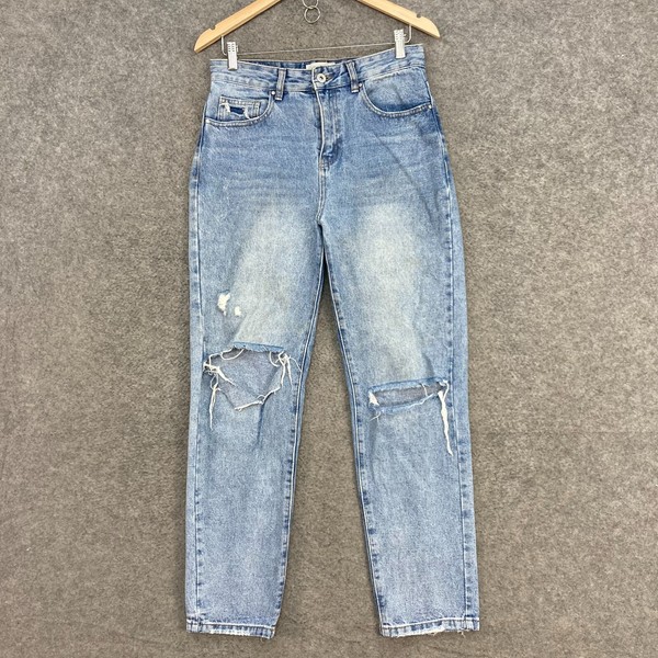 Cotton On Jeans Womens 10 Blue Mom Style Distressed Rips Denim Cotton 33417