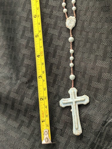 Aqua Blue Plastic Bakelite Rosary Beads 