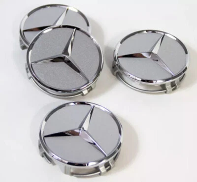 4x Für MERCEDES BENZ Nabendeckel 75mm Nabenkappen Felgenkappen Silber Matt NEU. - Bild 1 von 4