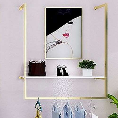 Metal Wall Mounted Clothes Rail Shelf Clothing Store Simple Display Rack Window  - Afbeelding 1 van 16