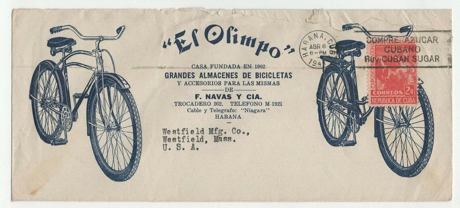 Stamps cover, EL OLIMPO Bicycle Department Stores 1947
