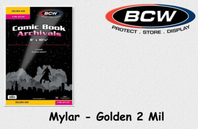 BCW - 50 Golden - Mylar - Comic Book Bags - Hüllen - 2 Mil mit Lasche NEU/OVP!