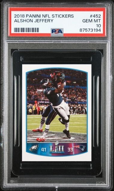 PSA 10 Pop 1 🏆 Alshon Jeffery 2018 Panini NFL Stickers 41-33 Super Bowl LII GEM