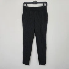 JONES & CO Women's Dark Gray Striped Pleated Dress Pants Elastic Waist Size XS
