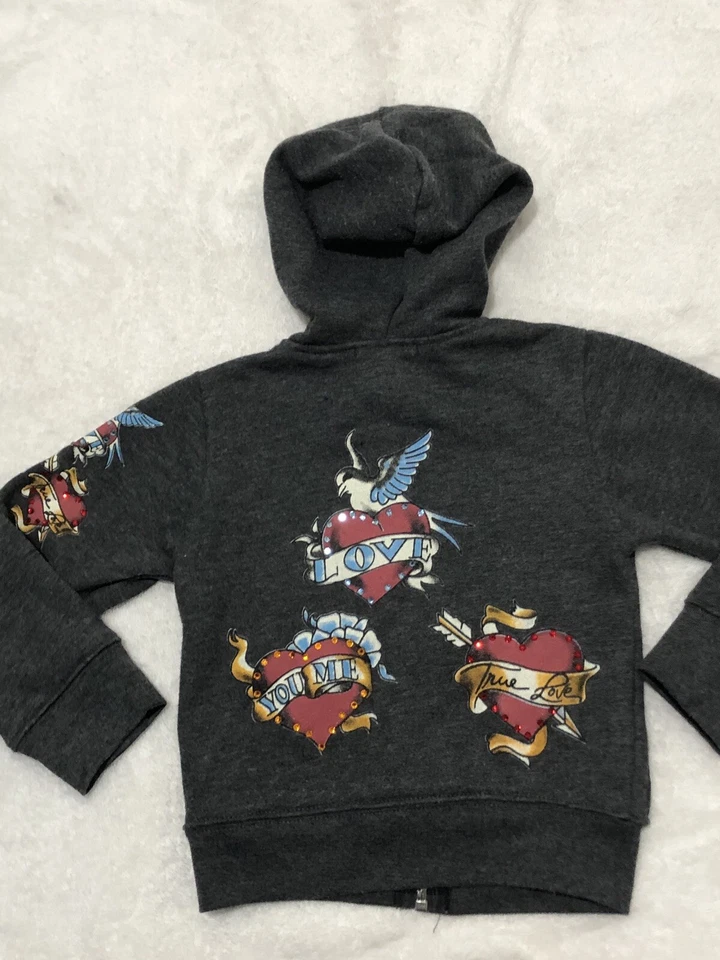 $146 FLOWERS BY ZOE NIÑAS EMBELLECIDO CORAZÓN AMOR SUDADERA CON CAPUCHA/JUEGO CORTO TALLA 2T Foto 3 de 4