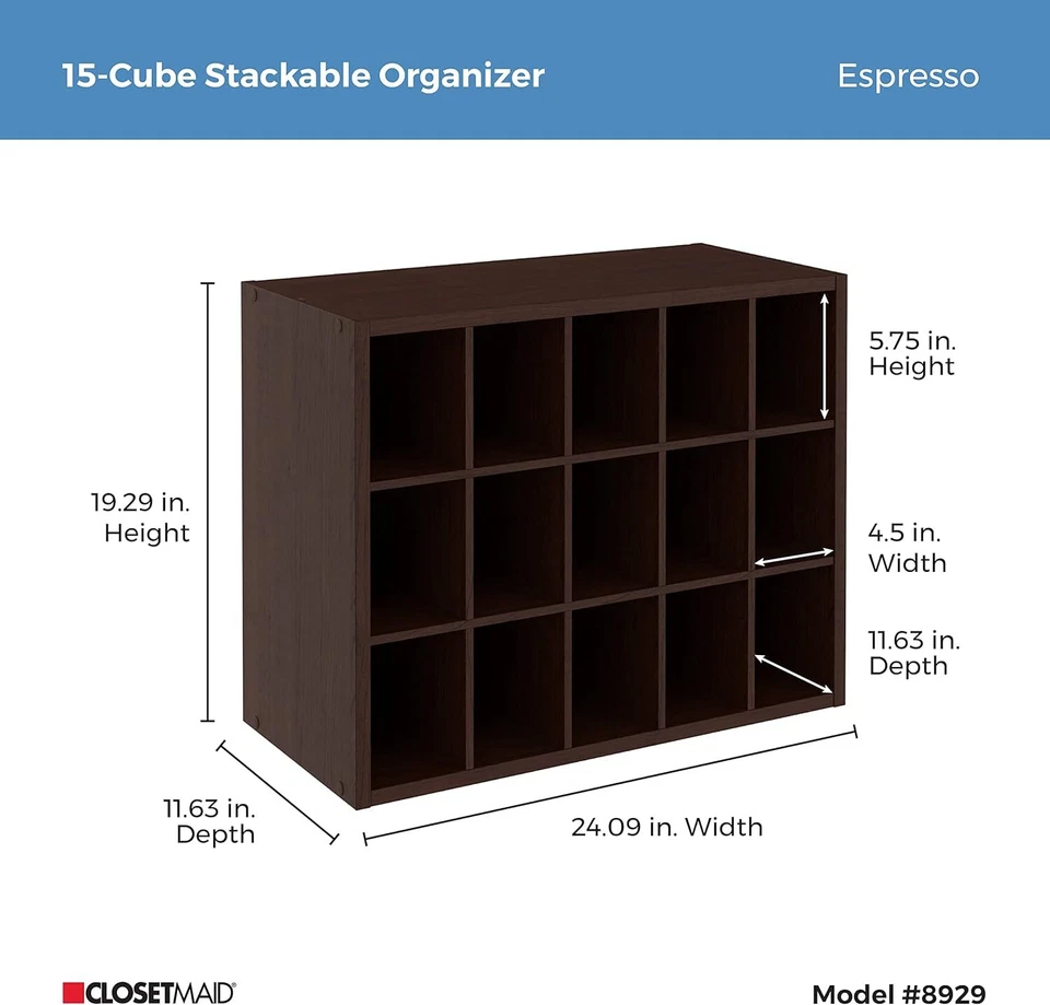ClosetMaid 15 Cube Stackable Storage Organizer for Shoes, Bags, Crafts, Hobbies - Image 3 of 4