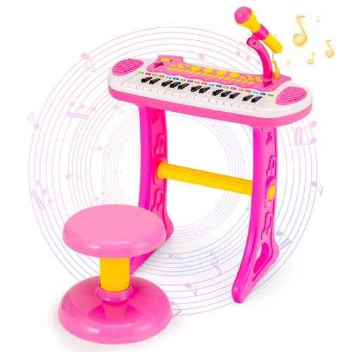 31 Key Kids Piano Keyboard Toy Toddler Musical Instrument w/ Microphone Pink