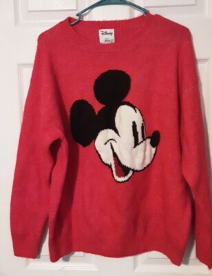 Primark Disney Mickey Mouse Women's Red Long Sleeve Pullover Sweater M