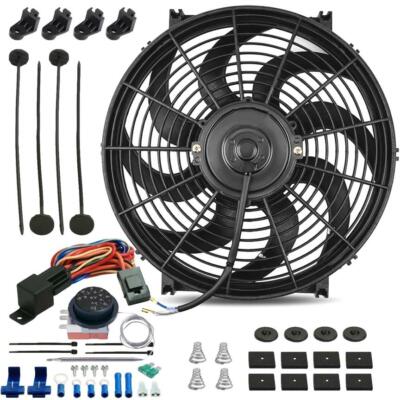 15'' INCH 130W MOTOR ELECTRIC RADIATOR COOLING FAN ADJUSTABLE TEMP THERMOSTAT KIT