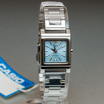 Casio LTP-1237D-2A2 Ladies Blue Analog Square Crystal Watch Steel