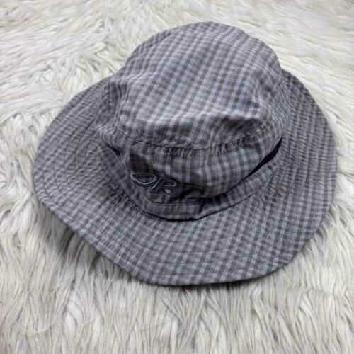 Outdoor Research Unisex Adult S Gray Plaid Sol Sun Hat Chin Strap Boonie