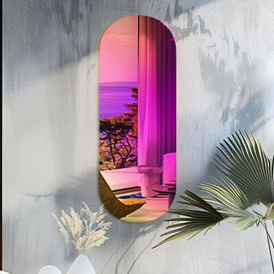WISFOR Large Oval Wall Mirrors Iridescent Mirror LivingRoom Christmas Decor,Gift