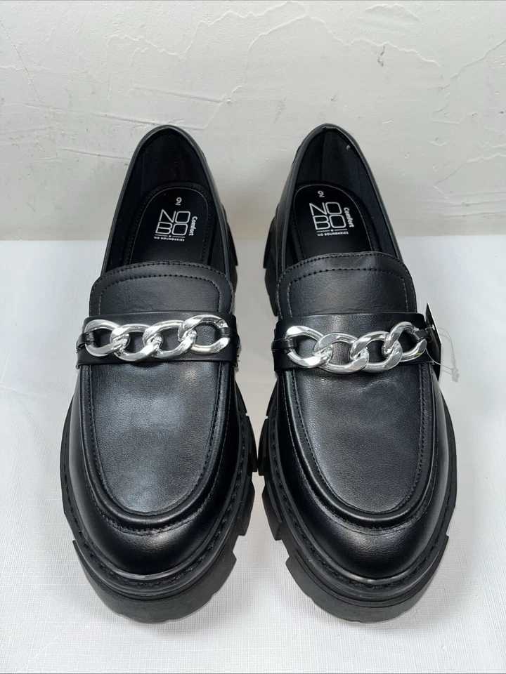 NOBO Shoes Womens 9 Lug Platform Chain Black Slip On Chunky Sole Vegan 90s Y2K - Image 3 of 4