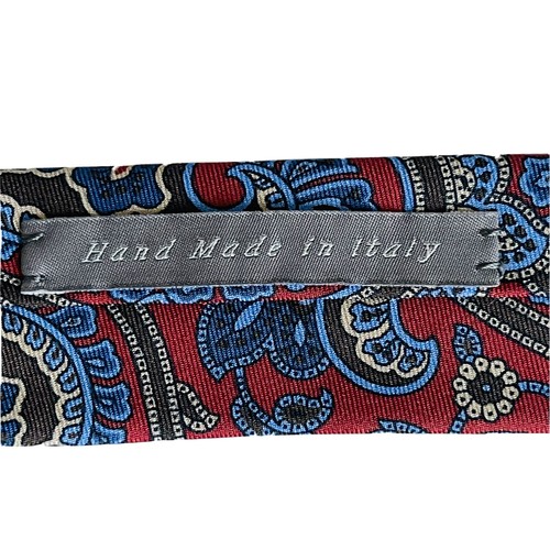 DANIEL CREMIEUX SIGNATURE Men's Red Blue PAISLEY Silk 7-FOLD Tie Italy NWT - Picture 4 of 8