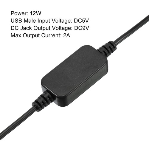 12W 2A USB Elevador Voltaje Convertidor, DC 5V a DC 9V Enchufe 3.5x1.35mm Cable - Imagen 4 de 5
