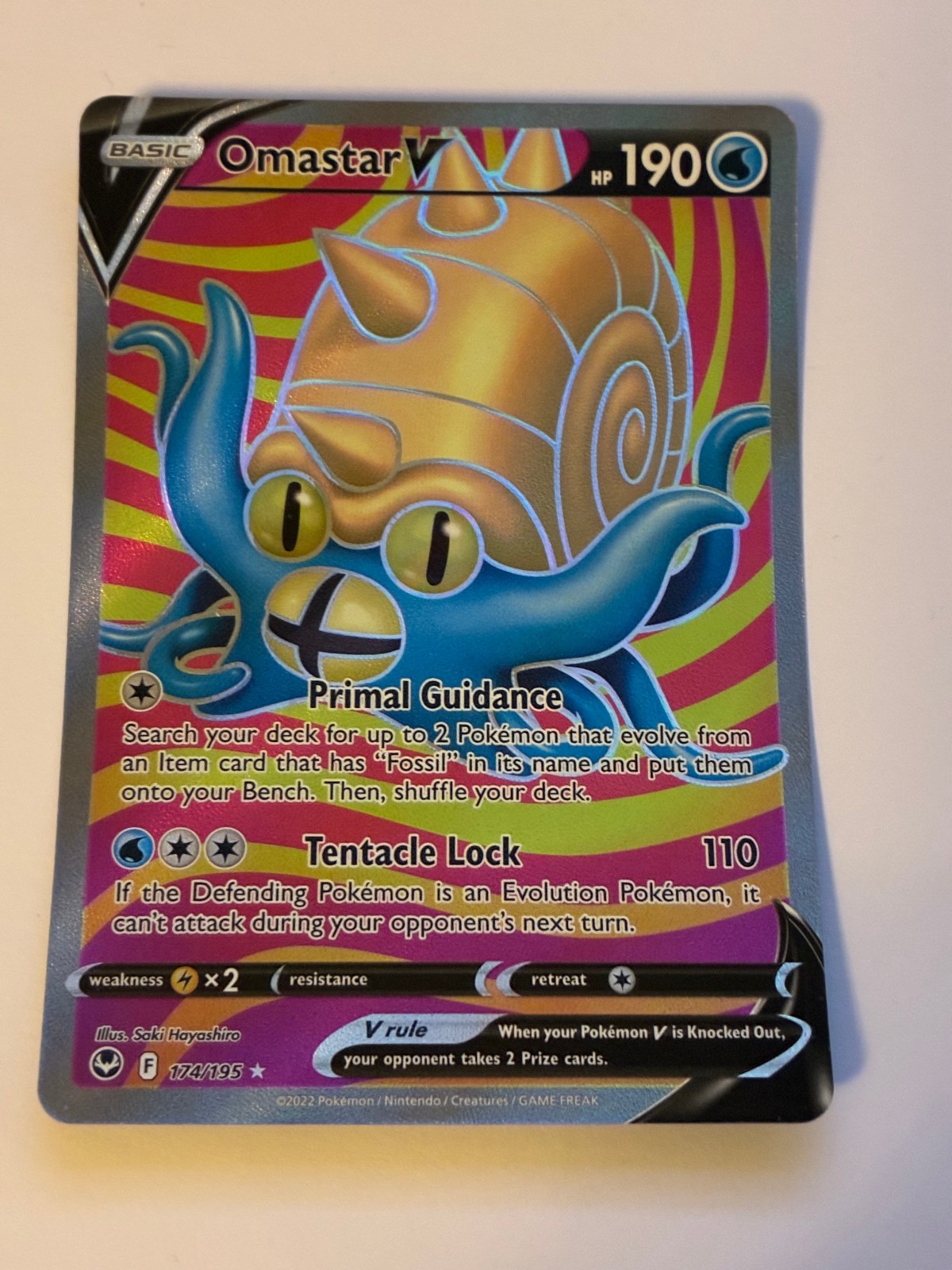OMASTAR V 174/195 SILVER TEMPEST POKEMON (FULL ART, NM)