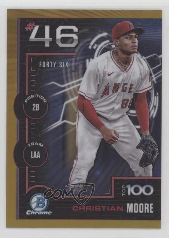 2025 Bowman Scouts Top 100 Chrome Gold Refractor 27/50 Christian Moore 0nr3