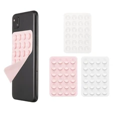 3Pcs Silicone Suction Phone Case Mount, Sticky Grip Holder, Pink/Clear/White