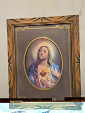 Original Hand Carved Frame, Sacred Heart of Jesus  Immaculate Heart of Mary