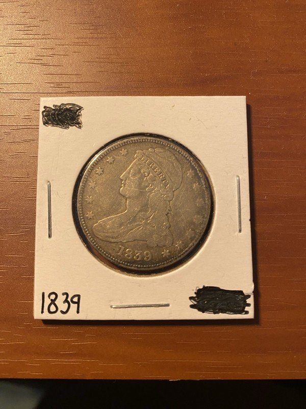 1839 Capped Bust Half Dollar 50c