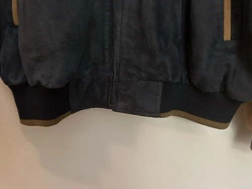 Members Only Vintage Leather Bomber Jacket XL Black Tan Excellent Condition image 10