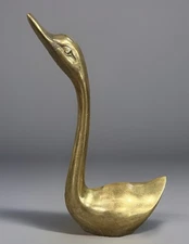 Vintage Swan Brass Figurine Mid Century Modern Home Decor Goose