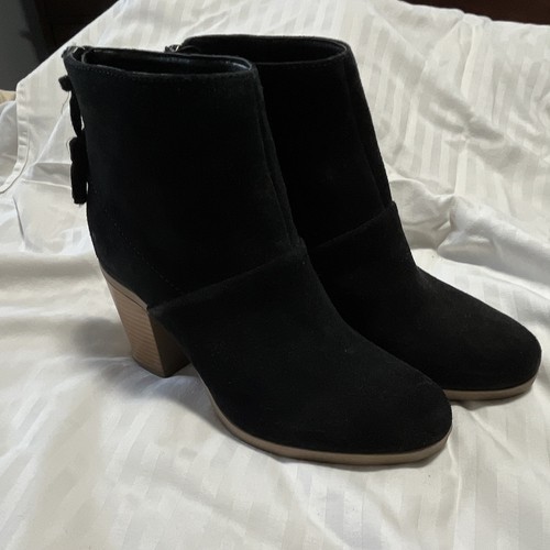 Hush Puppies Women's Black Suede Ankle Boots US 7 Round Toe Zip Back With Tassle