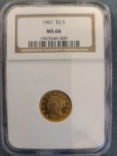 1901 $2.5 Gold Liberty Head Quarter Eagle Coin NGC MS66