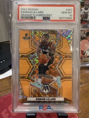 2021-22 Panini Mosaic - All-NBA Damian Lillard #287 Fluorescent Orange Mosaic...