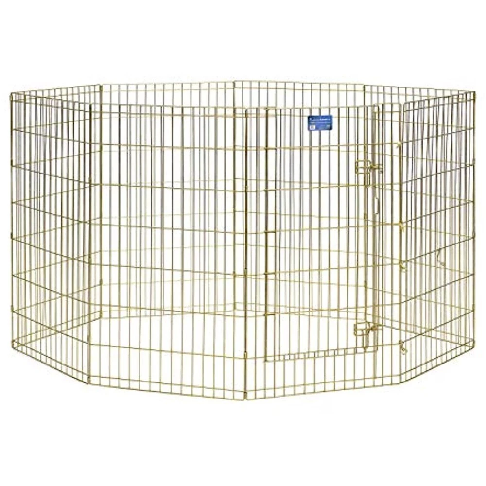Metal Exercise Dog Playpen No Door Gold 42H - thumbnail 2